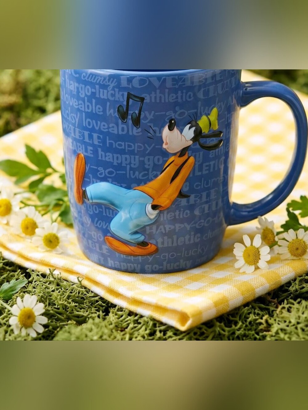 Disney Parks Goofy Coffee Mug Royal Blue Orange Interior Happy Go Lucky 10 oz